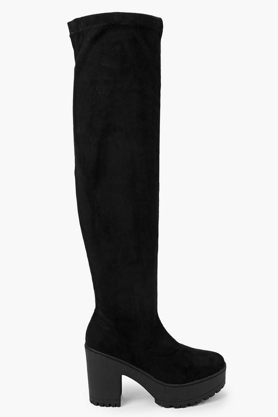 Tia Cleated Block Heel Over The Knee Boot